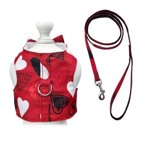 Abstract Hearts Harness Vest with Matching Leash (Color: Red, size: L)