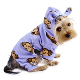 Adorable Silly Monkey Fleece Dog Pajamas/Bodysuit with Hood (Color: lavender, size: S)