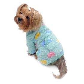 Ultra Plush Colorful Hearts Turtleneck Pajamas (Color: Blue, size: M)